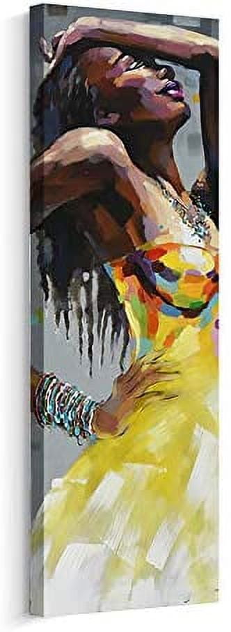 Artinme Framed African American Black Art Dancing Black Women In Dress Wall  Art Painting on Canvas Print Wall Picture for Home Accent Living Room Wall  Decor