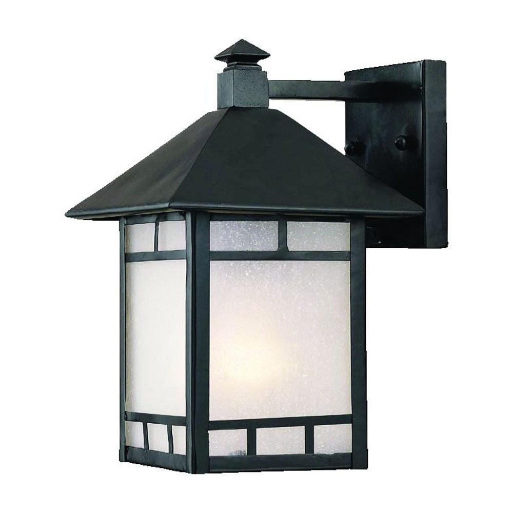Petite Matte Black Frosted Glass Outdoor Lantern Wall Light