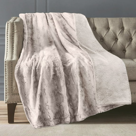 Artisan 34 Extra Warm and Cozy Faux Rabbit Fur Throw Blanket- Bed & Couch Fuzzy and Fluffy Super Soft Reversible Throw Blanket for Home Décor- Double Sided, Ultra Soft Throw Blanket- 50 x 60 Black