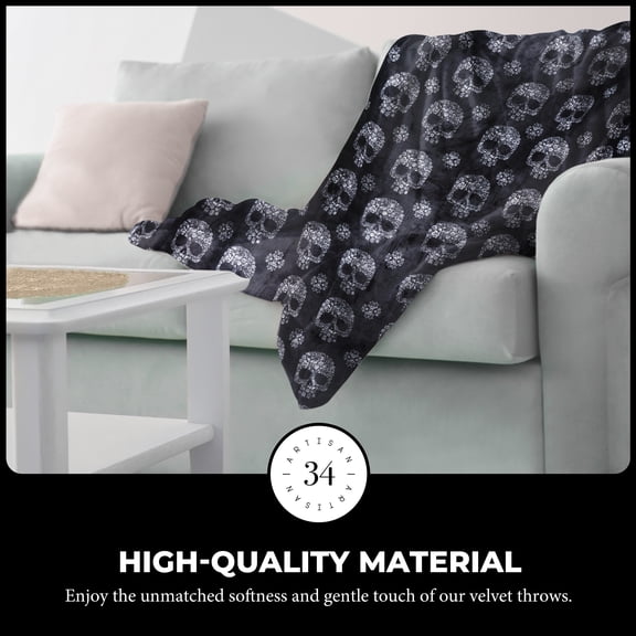 Artisan 34 Oversized Velvet Plush Throw Blanket- Halloween and Harvest, 50" x 70", Pink Halloween