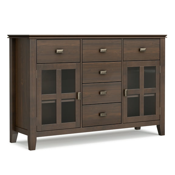 Simpli Home Artisan 60 inch Wide Solid Wood Transitional Sideboard Buffet in Natural Aged Brown