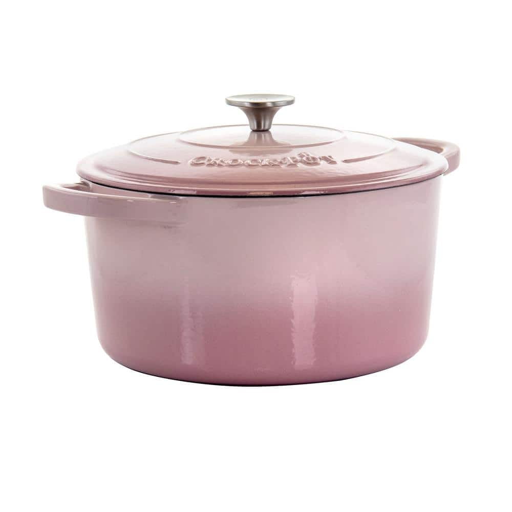 Blush Pink Enameled Cast Iron 7-Quart Dutch Oven with Lid