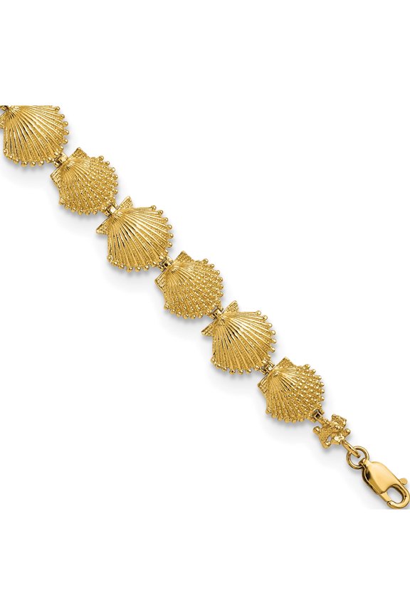 Artisan Beautiful Glistening 14k Textured Shells 7.25in Bracelet Sleek Chic Breathtaking