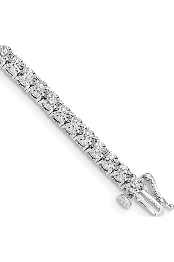 Artisan Classic Enchanting 14k White Gold Illusion Setting Diamond Bracelet Timeless Statement Radiant
