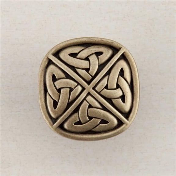 Artisan Collection Celtic Square Knob, Antique Brass