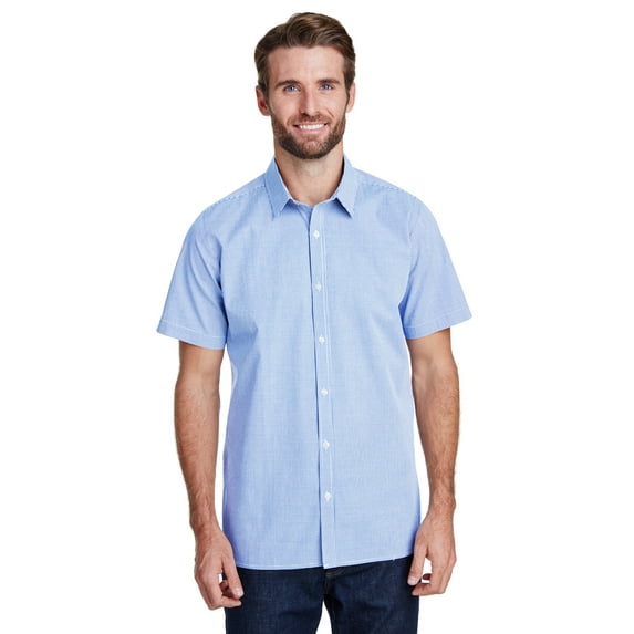 Artisan Collection by Reprime Mens Microcheck Gingham Short-Sleeve Cotton Shirt - RP221