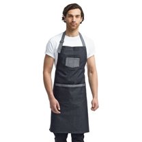 Artisan Collection by Reprime RP127 Domain Contrast Denim Bib Apron with Pockets-Black Denim