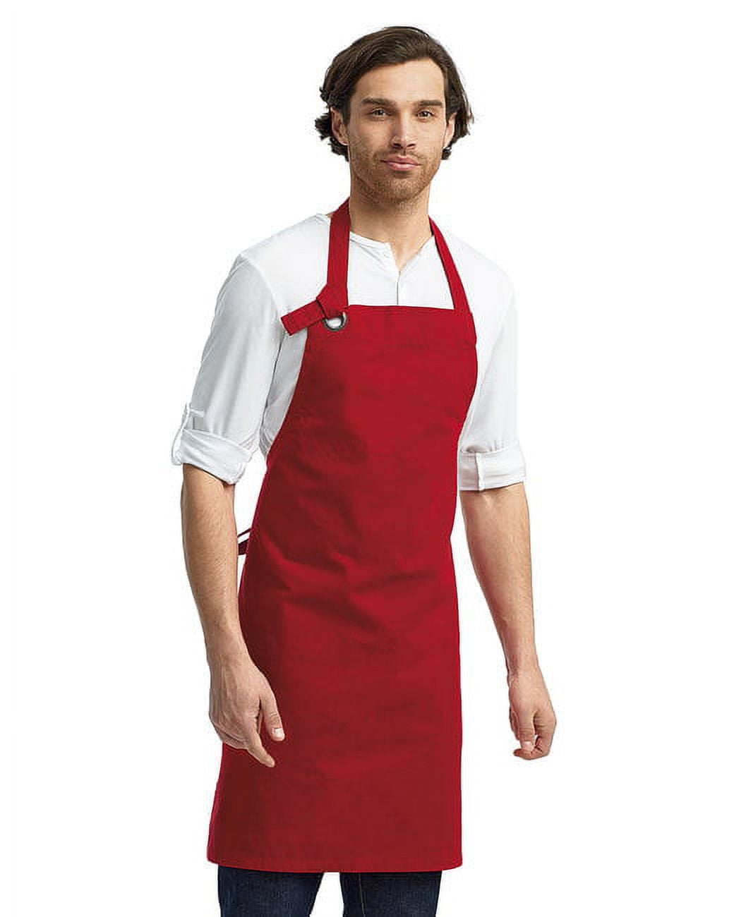 Red Heavy Cotton Canvas Bib Apron with Metal Eyelets