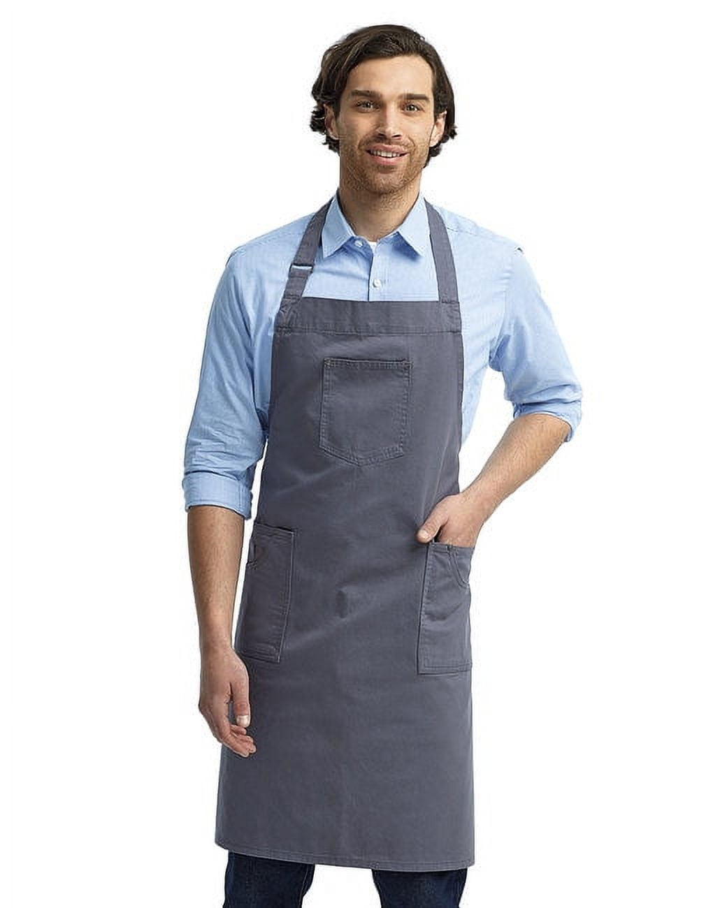 Steel Cotton Chino Bib Apron with Adjustable Neckband