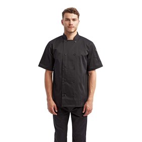 Artisan Collection by Reprime RP656 Short Sleeve Recycled Chef Coat-Black-L