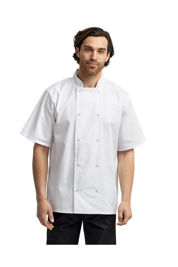 Unisex Studded Front Short-Sleeve Chef's Jacket