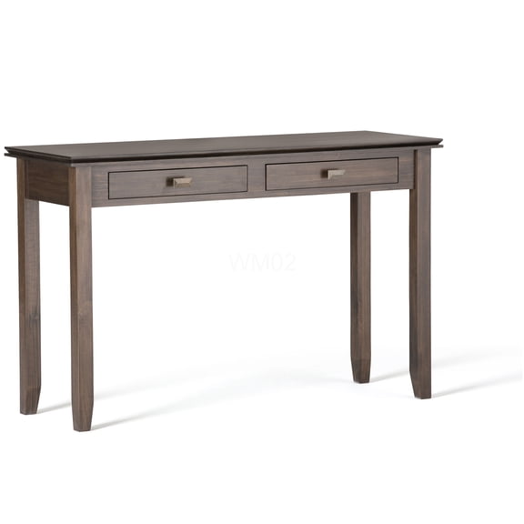 Artisan Console Sofa Table, Dark Brown Solid Wood Entryway Table with Drawers for Living Room