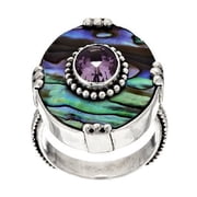 Artisan Crafted 1.70 ct Amethyst & Abalone Sterling Ring Size 8