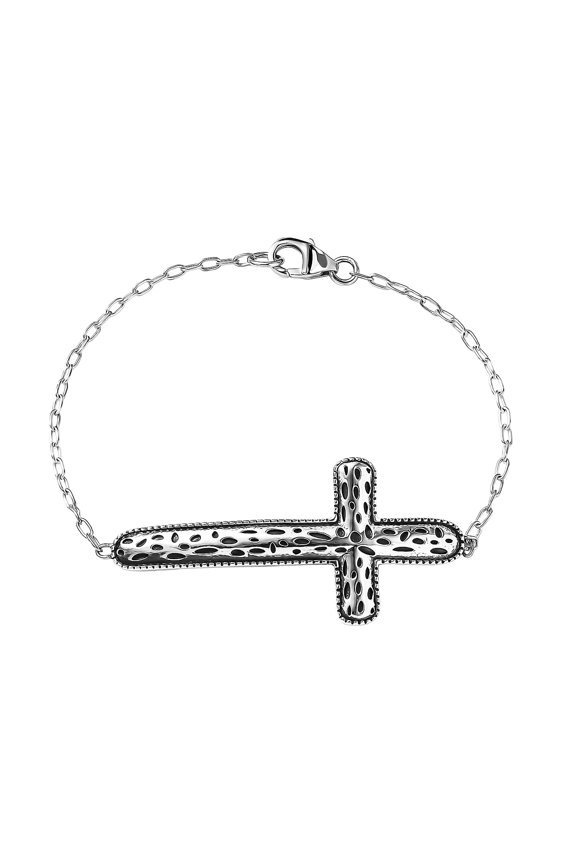 Artisan Crafted Cross Bracelet in Sterling Silver 7.25 In 5.20 Grams