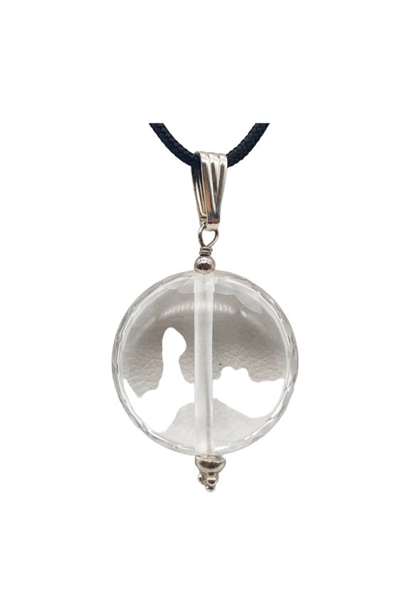 Created Faceted Wheel Quartz Sterling Silver Pendant | 1 13/16" (Long) |