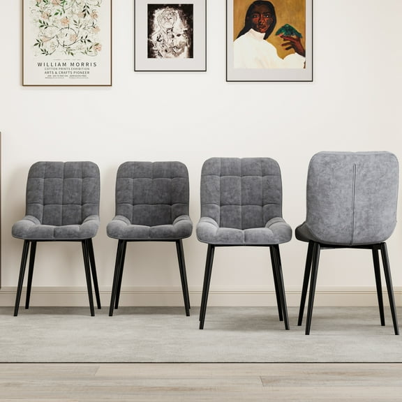 Artisan Design Modern Tufted Dining Faux Leather Side Chairs, Black (Set of 4)