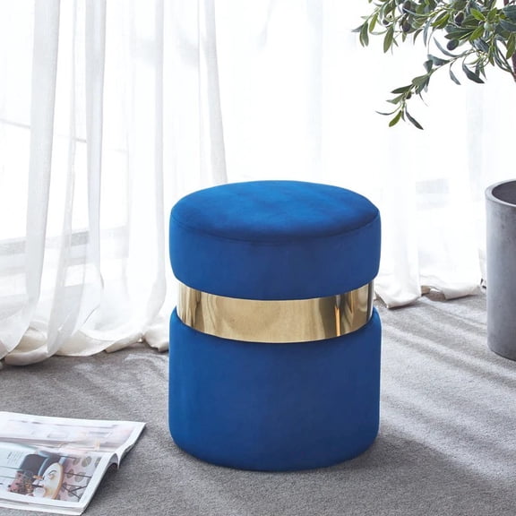 Artisan Design Round Ottoman Blue