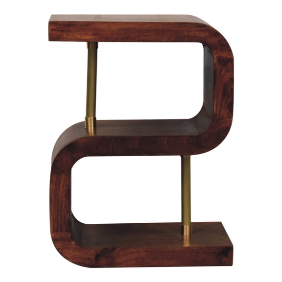 Artisan End Table | Versatile Display in Home Rooms | Hand - crafted Solid Wood with Chestnut Finish | Resolves Home Storage Issues