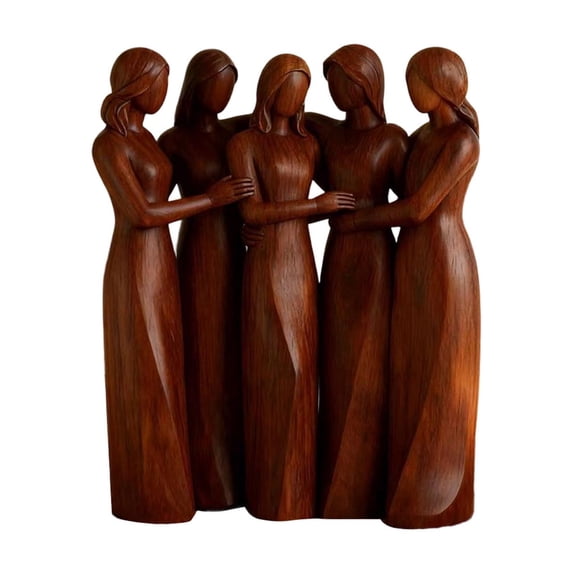 Artisan Five Sisters Wooden Sculpture - Stylish Living Room Decor & Valentines Day Decorations,Boho Figurine for Coffee Table,Mantel & Gifts for Sisters