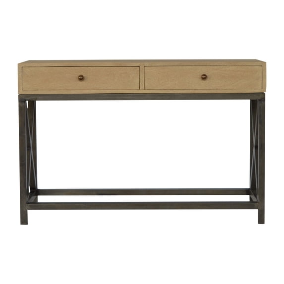 Artisan Furniture Solid Mango Wood Living Room Metal Base Console Table