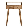 thumbnail image 1 of Artisan Furniture Solid Wood 2 Drawer 1 Open Shelf Mini Curved Oak-ish Console Table Sideboard, 1 of 6