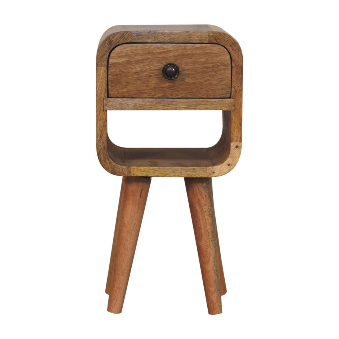 Compact Natural Mango Wood Bedside Table with Drawer
