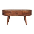 thumbnail image 1 of Artisan Furniture Solid Wood Honey Caramel Coffee Table with one drawer with a shiny brass knob, 1 of 9