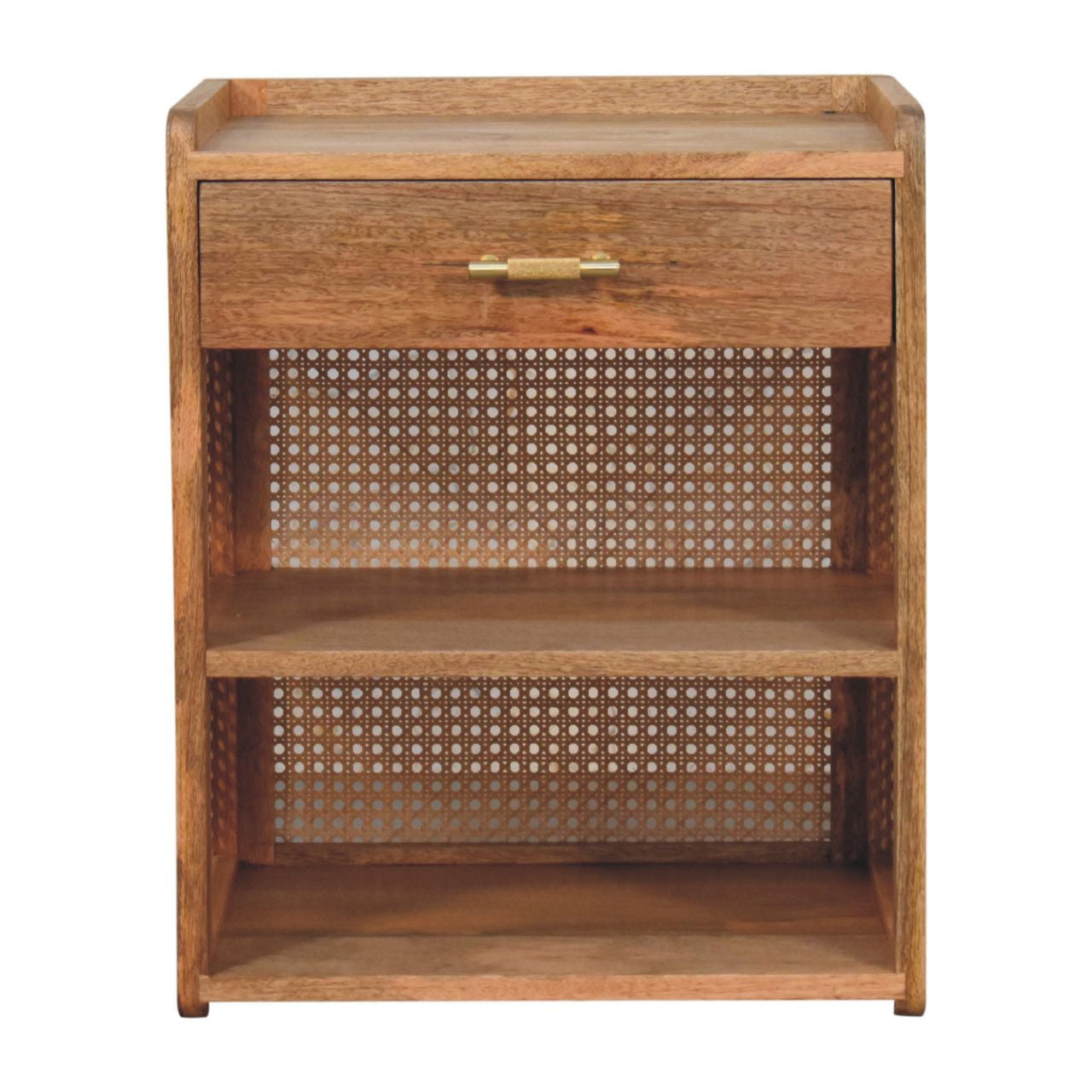 Larissa Oak Finish Solid Wood Bedside Table with Drawer