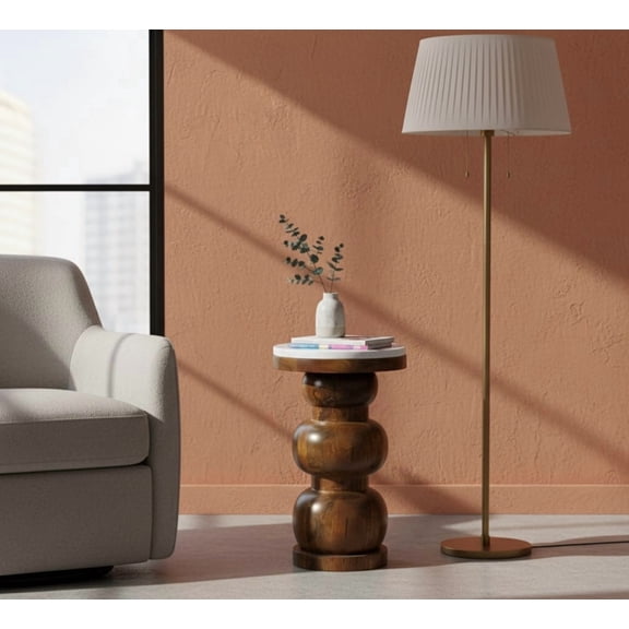 Solid Wood Marble Top Bulla Side Table