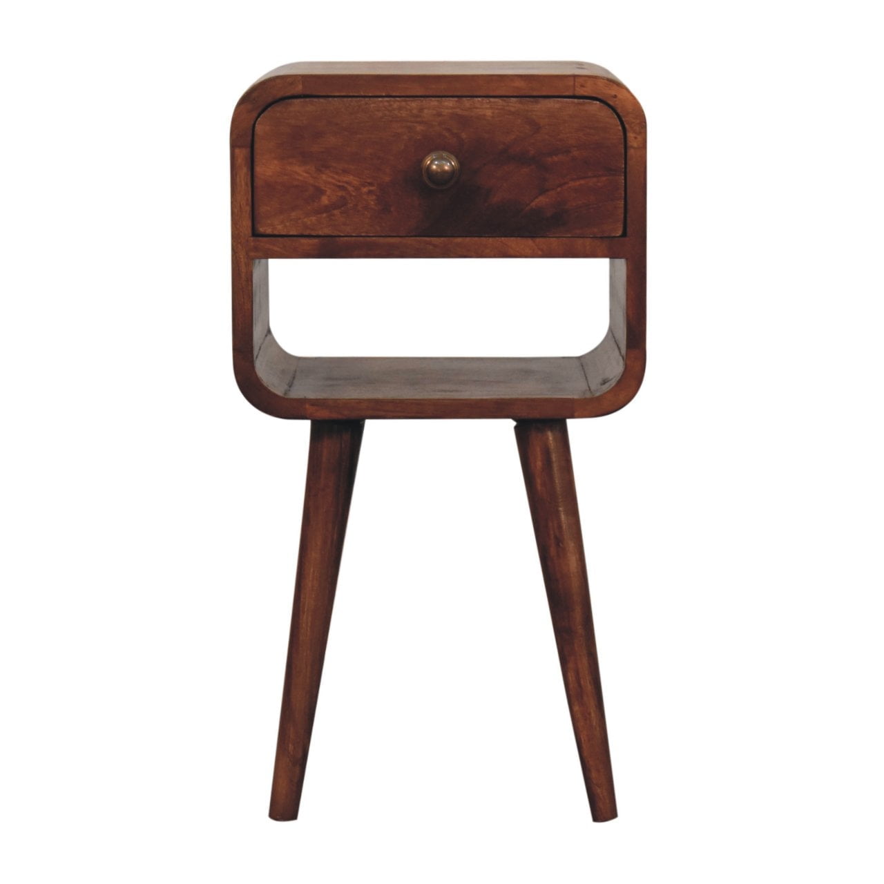 Mini Honey Caramel Mango Wood Bedside Table with Drawer
