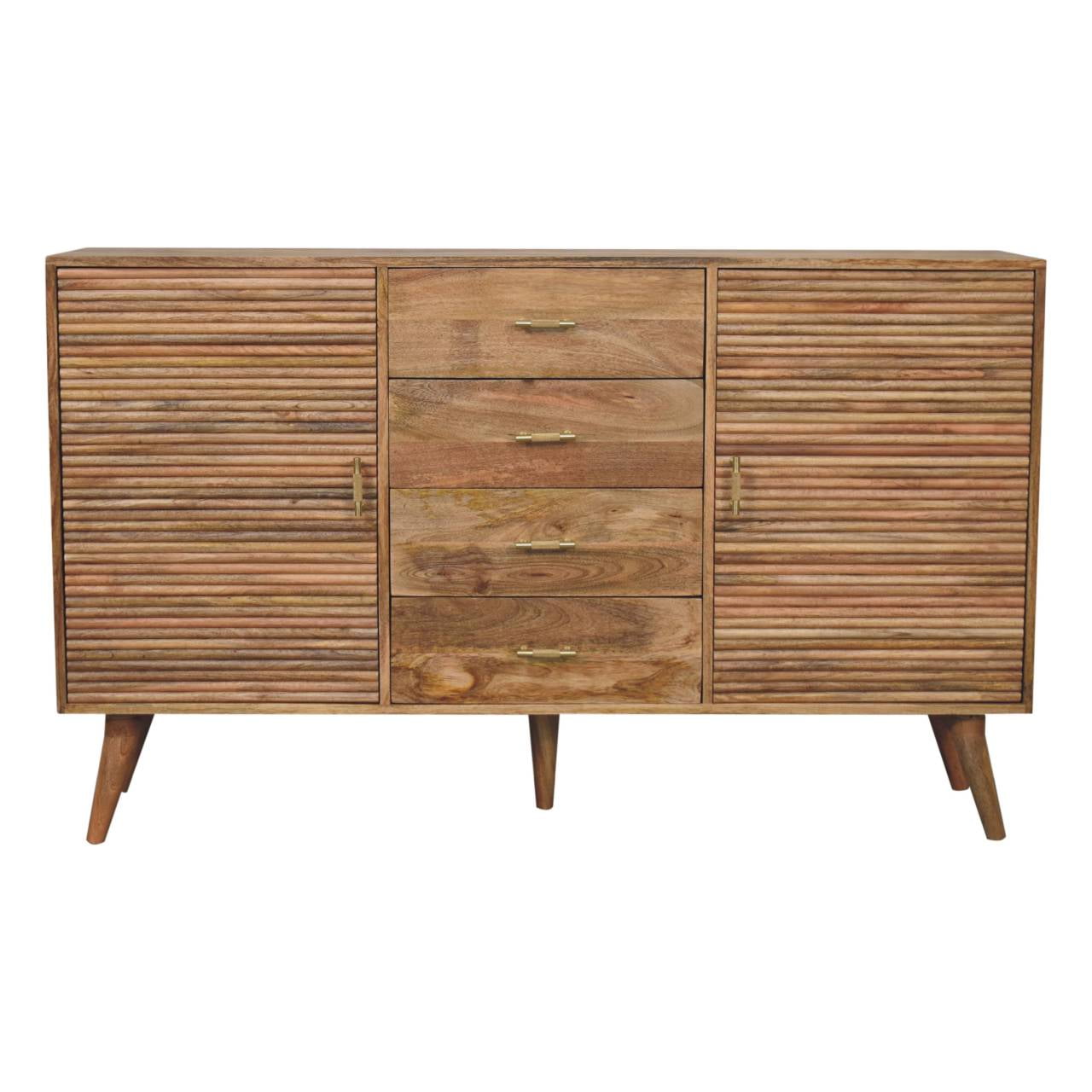 Solid Mango Wood Nordic Chest with Natural Oak Finish