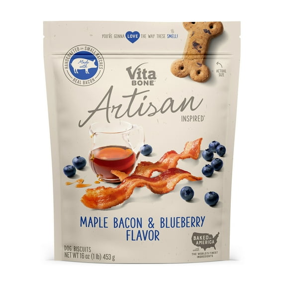 Artisan Inspired Maple Bacon & Blueberry Flavor Biscuits Dog Treats, 16oz bag