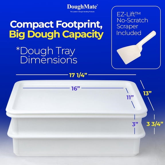 ® Artisan Kit – 2 Pizza Dough Proofing Trays, 1 Lid, and Dough Scraper – Food Contact Certified, Stackable, Made in USA