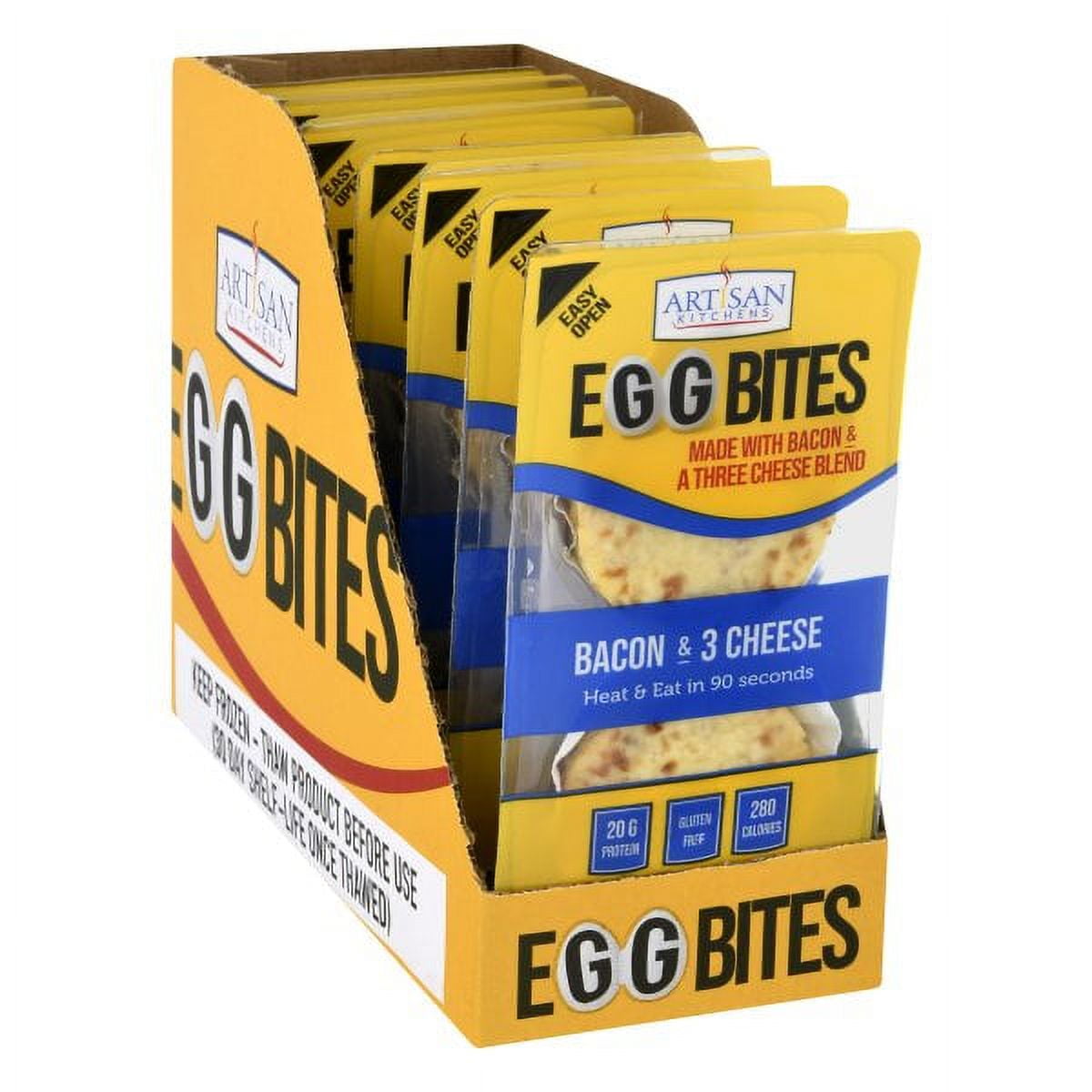 Artisan Kitchens Bacon and Three Cheese Egg Bites - 2 count per pack -- 7 Packs per Case.