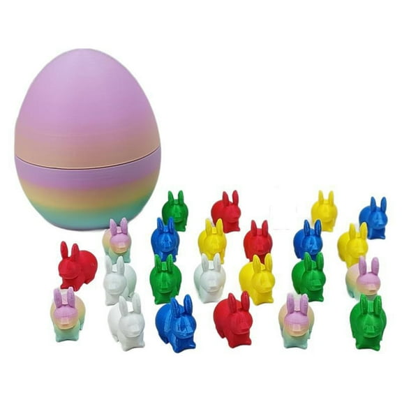 Artisan Mini 3D Printed Bunny Egg - Sculptural Rabbit Ornament - Modern Kinetic Art - Easter Decorations Party Favors Supplies Ornaments Arts Crafts Gifts Toys Prizes Fillers