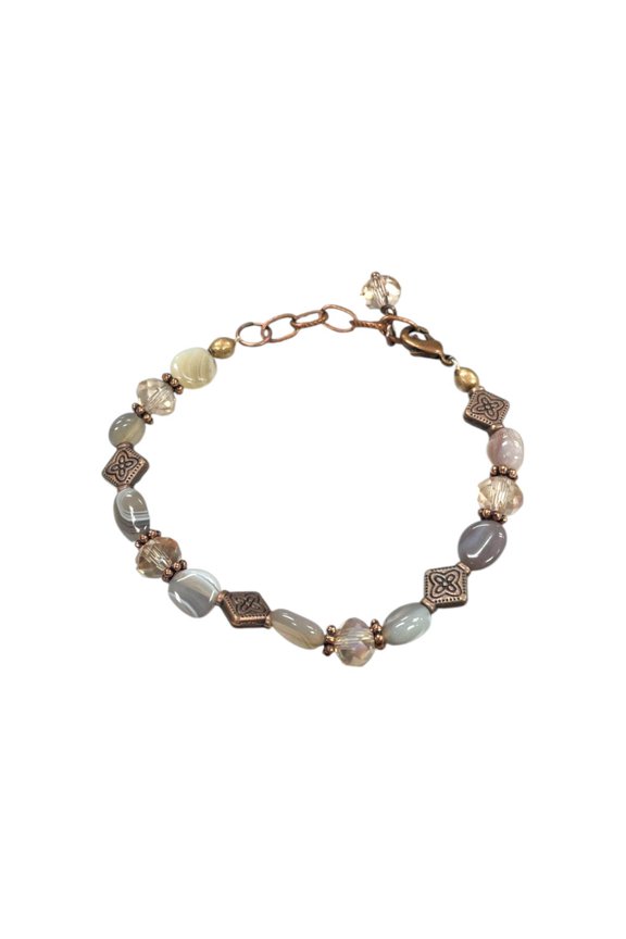 Artisan Mixed Stone Bracelet | Botswana Agate, Crystal