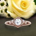 thumbnail image 1 of Artisan Modern Ring Art Deco 1.50 Carat Round Cut Diamond Moissanite Crown Engagement Ring, Wedding Ring in10k Solid Rose Gold, Gift For Her, Promise Rings, Anniversary Ring, 1 of 3