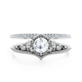 thumbnail image 1 of Artisan Modern Ring Art Deco 2.00 Carat Round Cut Diamond Moissanite Crown Engagement Ring, Wedding Ring in10k Solid White Gold, Gift For Her, Promise Rings, Anniversary Ring, Bridal Rings Set, 1 of 3