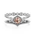 thumbnail image 1 of Artisan Modern Ring Art Deco 2.00 Carat Round Cut Morganite And Diamond Moissanite Crown Engagement Ring, Wedding Ring in10k Solid White Gold, Promise Rings, Anniversary Ring, Bridal Rings Set, 1 of 3