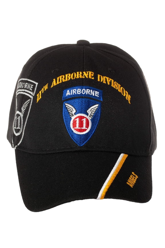 Officially Licensed US Army 11th Airborne Division Angels Embroidered Black Adjustable Baseball Cap