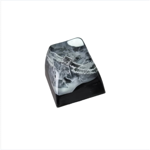 Artisan Resin Keycaps for Mechanical Keyboard,Ink Painting Style with Great Wall & Pavilion Design, Translucent Glow Keycaps