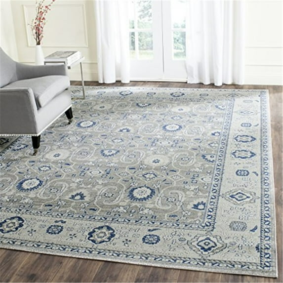 Artisan Rust/Navy Medium Rectangle Rug-Color:Grey/Silver,Shape:Large Rectangle,Size:8' x 10'