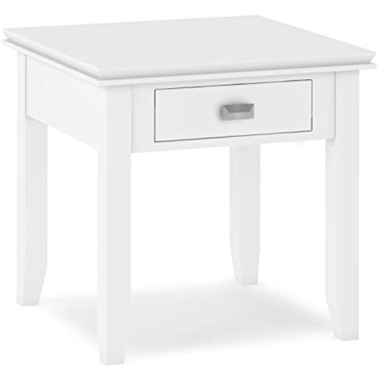 Artisan SOLID WOOD 21 inch Wide Square Transitional End Table in White