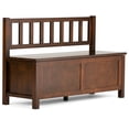 thumbnail image 1 of Simpli Home Artisan 47 inch Wide Solid Wood Entryway Storage Bench in Russet Brown, 1 of 11