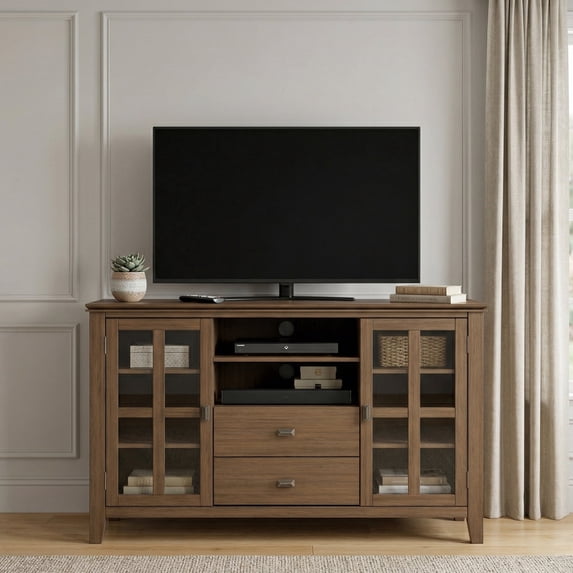 Artisan SOLID WOOD 53" WD Contemporary TV Media Stand in Natural Aged Brown