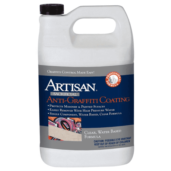 Artisan Sacrificial AntiGraffiti Coating, Clear WaterBased Protective Barrier for Masonry & Concrete, 1 Gallon