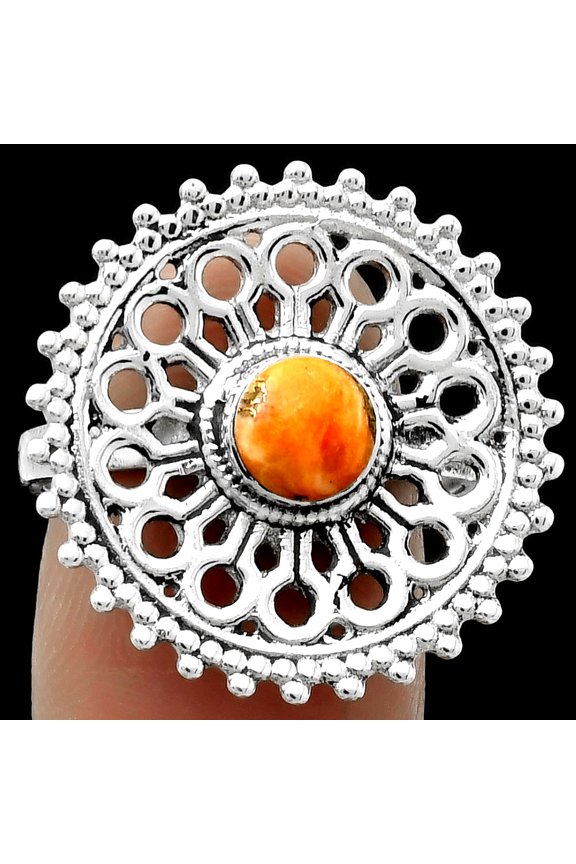 Artisan - Spiny Oyster Turquoise 925 Sterling Silver Ring s.8 Jewelry R-1107 SDR169397