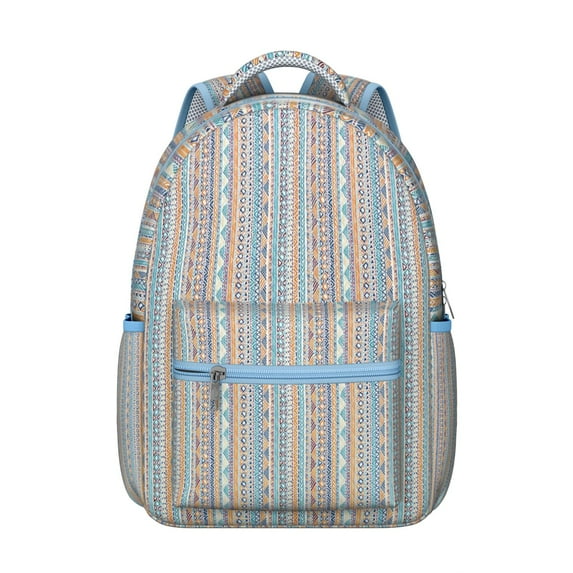 Artisan Style Tribal Print Backpack - Large 17" Computer Sleeve with Organizer Pockets | Vintage Bohemian Daypack for University Students, Durable Oxford Fabric School Bag with Adjustable Straps