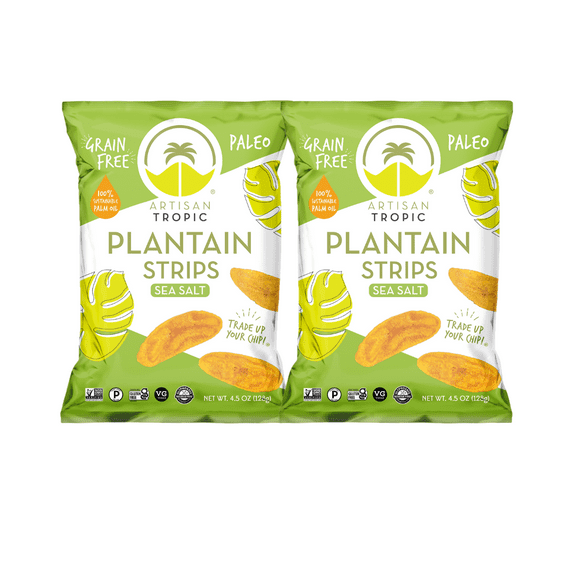 Artisan Tropic Plantain Strips Gluten Free Paleo Sea Salt 4.5 oz Pack of 2