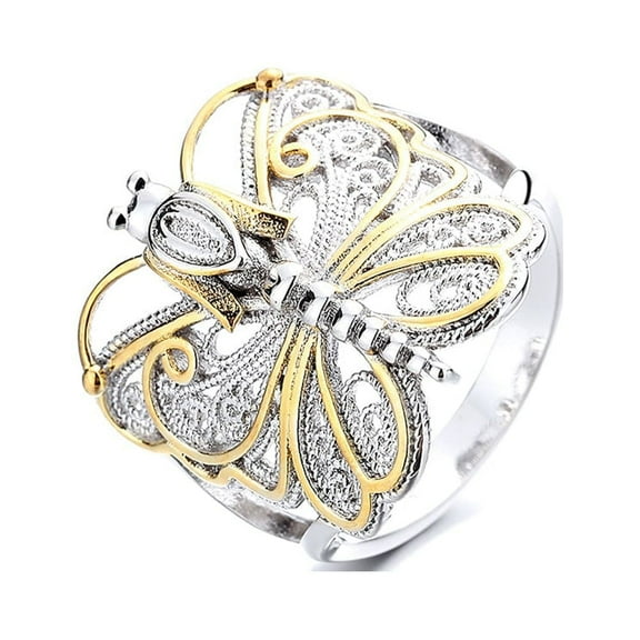 Artisan Two-Tone Filigree Dragonfly Ring